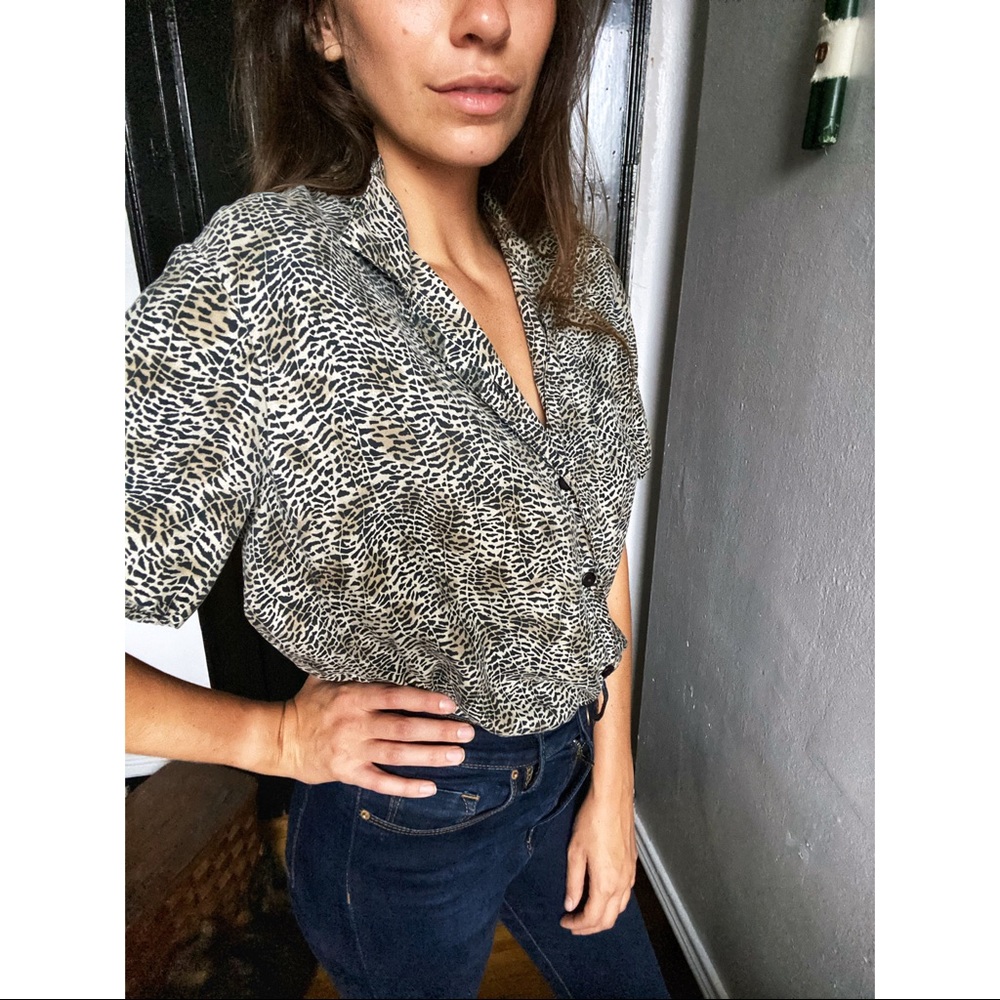 Vintage animal print button up tee